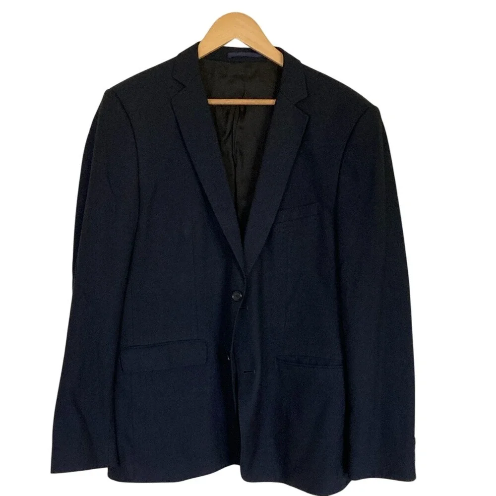 Zara Mens Basic‎ 2 Button Blazer Jacker Size US42 Navy Classic Closet Staple